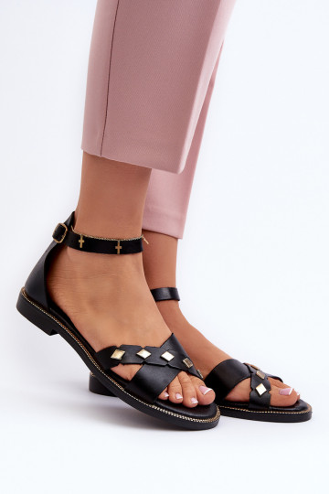 Sandalias de mujer Zazoo 40378 de suela plana color negro 2