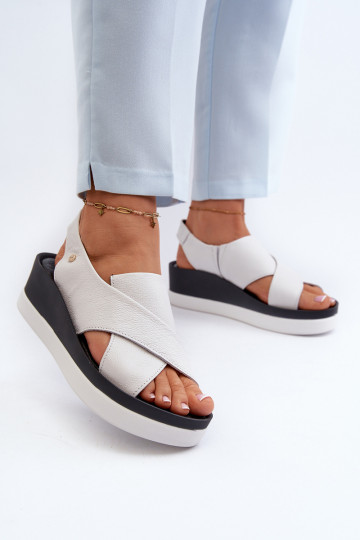 Sandalias de plataforma de cuero color blanco Zazoo 40256