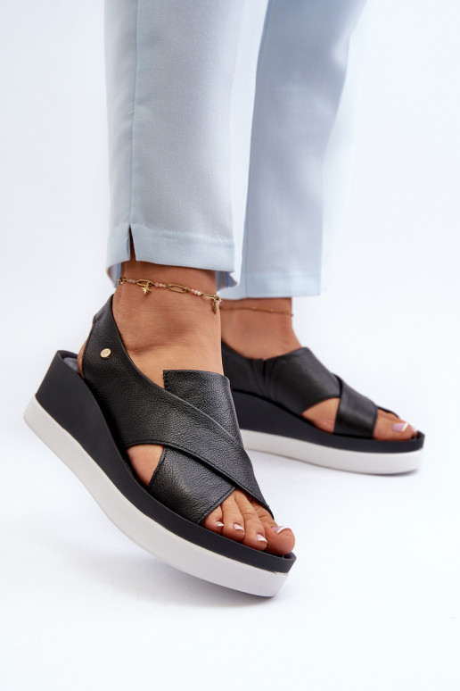 Zazoo 40256 Piel Sandalias plataforma de color negro Zazoo 40256 Piel Sandalias plataforma de color negro