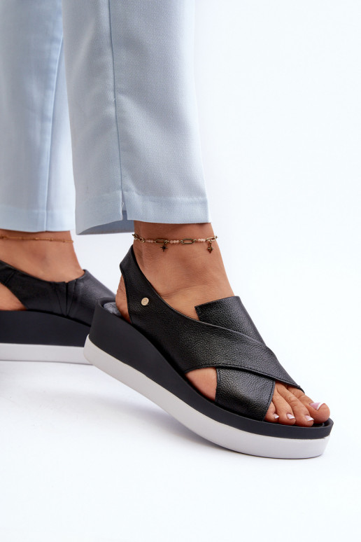 Zazoo 40256 Piel Sandalias plataforma de color negro Zazoo 40256 Piel Sandalias plataforma de color negro