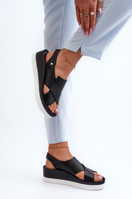 Zazoo 40256 Piel Sandalias plataforma de color negro Zazoo 40256 Piel Sandalias plataforma de color negro