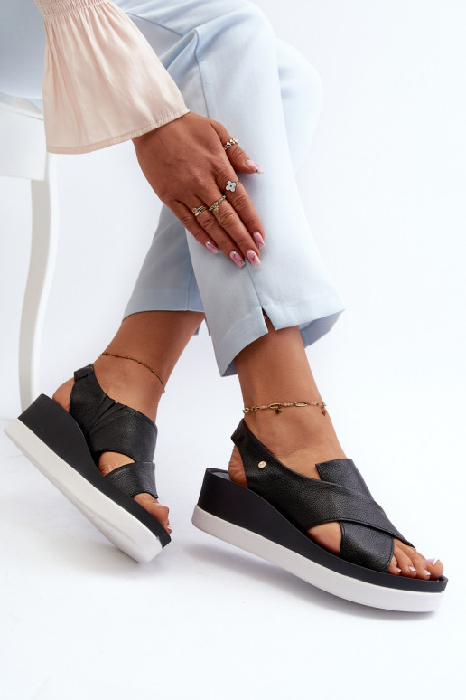 Zazoo 40256 Piel Sandalias plataforma de color negro Zazoo 40256 Piel Sandalias plataforma de color negro