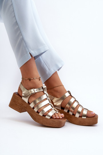 Sandalias de mujer color dorado Zazoo 40410 2