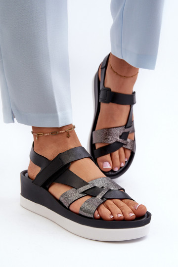 Sandalias de mujer con plataforma color negro Zazoo 40397