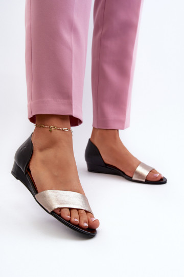 Sandalias de mujer Tiene queciejka 1971-67 Negro y-color dorado