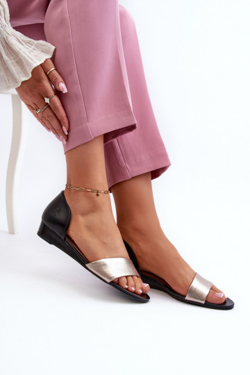 Sandalias de mujer Tai turiciejka 1971-67 color negro y dorado 2