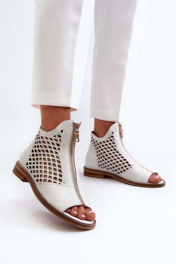 Sandalias de cuero caladas blancas Zazoo 977/L