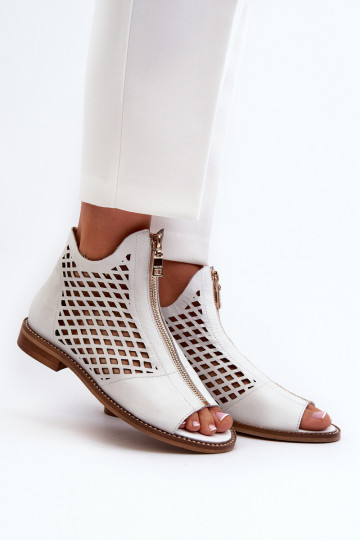 Sandalias de cuero caladas blancas Zazoo 977/L 2