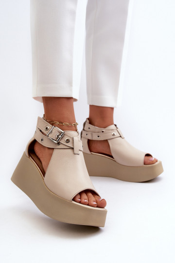 Piel Sandalias plataforma beige Zazoo 1732