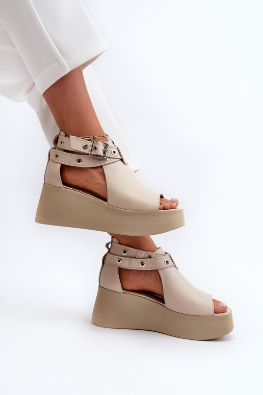 Piel Sandalias plataforma beige Zazoo 1732 Piel Sandalias plataforma beige Zazoo 1732