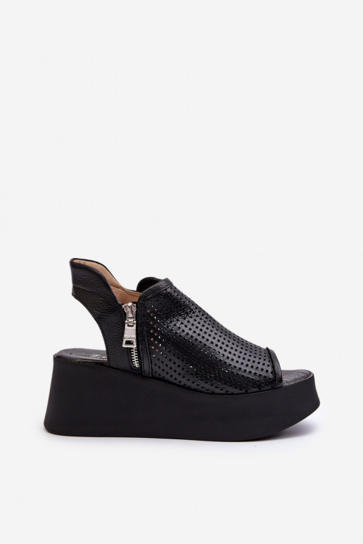 Zazoo 1792 Piel Sandalias plataforma caladas de color negro Zazoo 1792 Piel Sandalias plataforma caladas de color negro