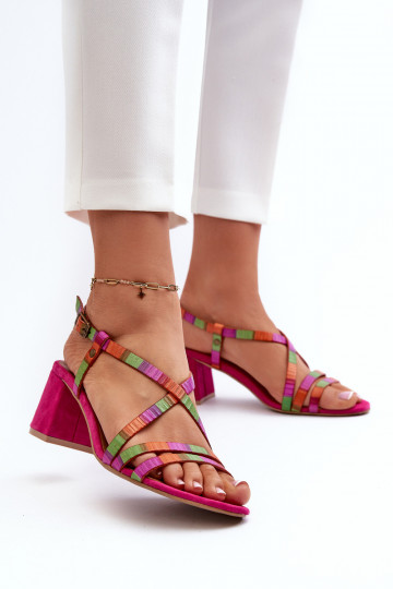 Sandalias de ante con tacones bajos Tiene queciejka 06653-15 color rosa