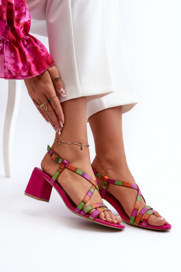 Sandalias de ante con tacones bajos Tiene queciejka 06653-15 color rosa 2