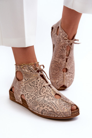 Estampado Piel Botas Tiene queciejka 03426-02 beige