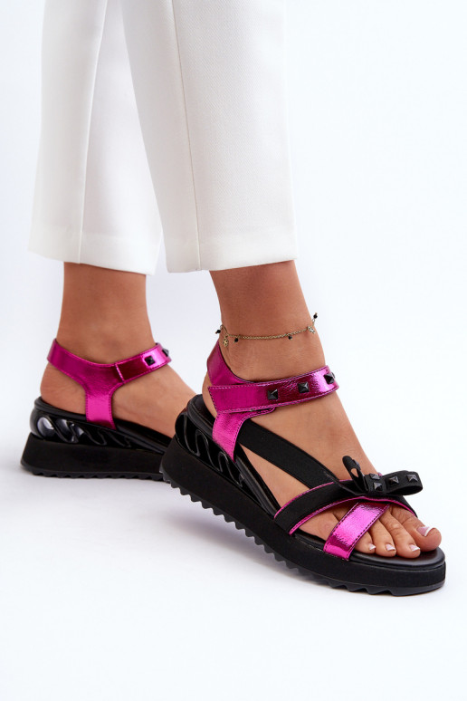 Sandalias de mujer con cintas D&A CR956 color rosa