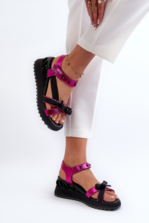 Sandalias de mujer con cintas D&A CR956 color rosa