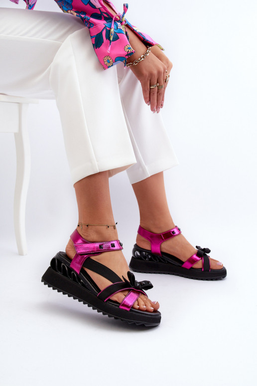 Sandalias de mujer con cintas D&A CR956 color rosa