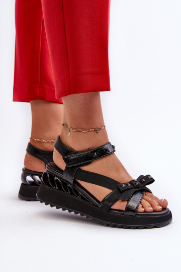 Sandalias de mujer con lazos D&A CR956 negras 2