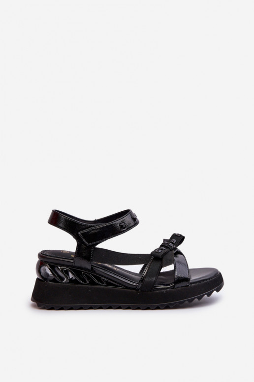 Sandalias de mujer con cintas D&A CR956 de color negro