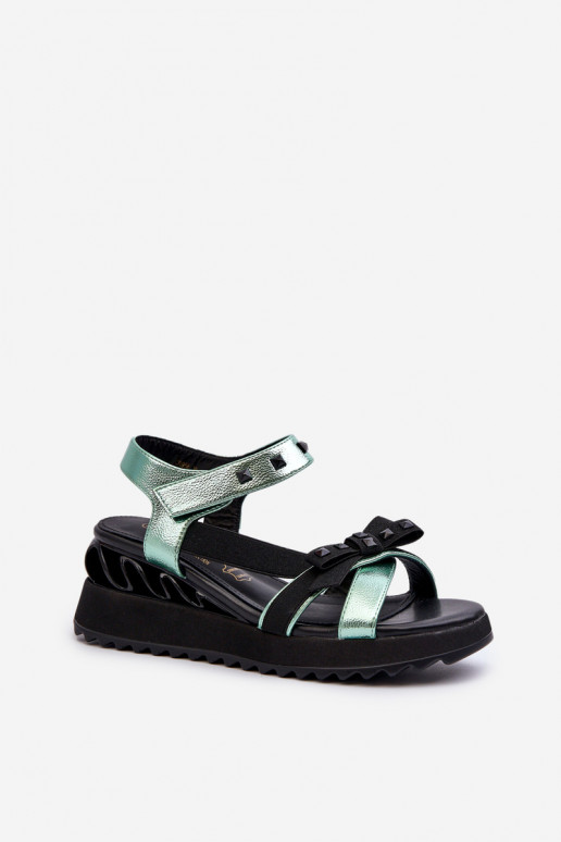 Sandalias de mujer con cintas D&A CR956 color verde