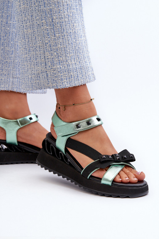 Sandalias de mujer con cintas D&A CR956 color verde