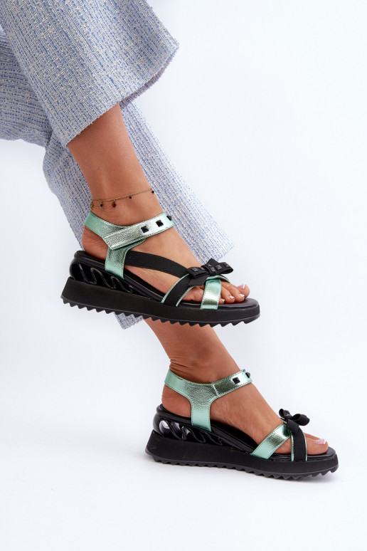 Sandalias de mujer con cintas D&A CR956 color verde