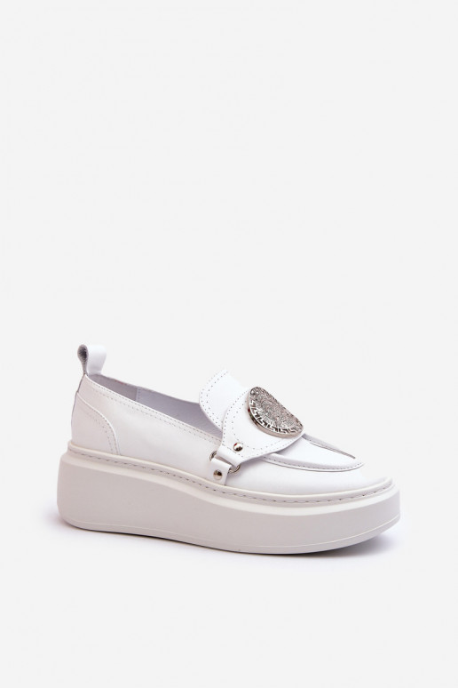 Zazoo 3486 mocasines de mujer Piel con adornos el color blanco Zazoo 3486 mocasines de mujer Piel con adornos el color blanco