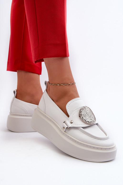 Zazoo 3486 mocasines de mujer Piel con adornos el color blanco Zazoo 3486 mocasines de mujer Piel con adornos el color blanco