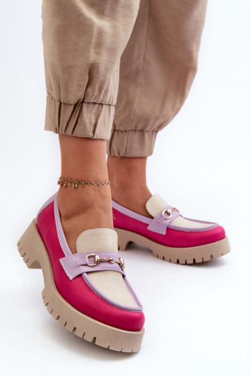 Mocasines de mujer de cuero Zazoo 3475 color arena