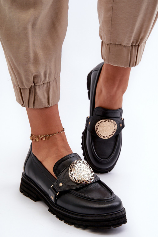 Zazoo 3485 mocasines de mujer con detalles dorados Cuero natural Zazoo 3485 mocasines de mujer con detalles dorados Cuero natural