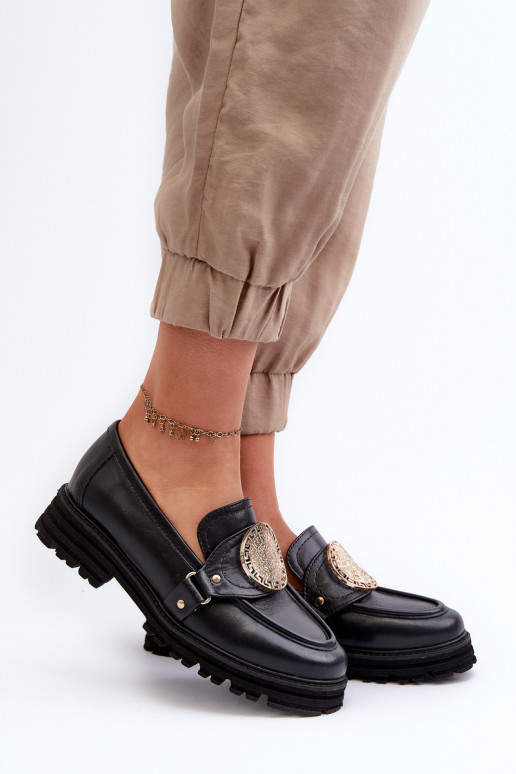 Zazoo 3485 mocasines de mujer con detalles dorados Cuero natural Zazoo 3485 mocasines de mujer con detalles dorados Cuero natural