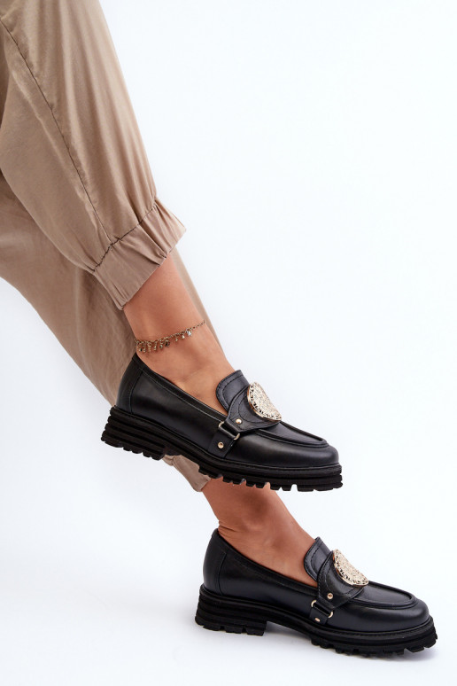 Zazoo 3485 mocasines de mujer con detalles dorados Cuero natural Zazoo 3485 mocasines de mujer con detalles dorados Cuero natural