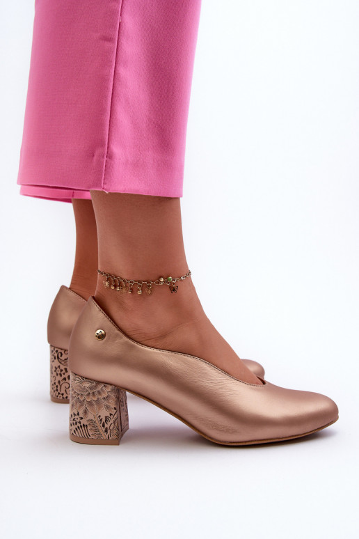 Estilo elegante Piel Zapatos con tacones Tiene queciejka 06422-25 color dorado Estilo elegante Piel Zapatos con tacones Tiene queciejka 06422-25 color dorado