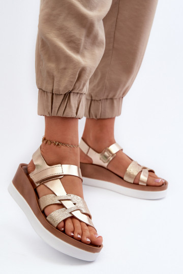 Sandalias de mujer con plataforma Zazoo 40397 doradas