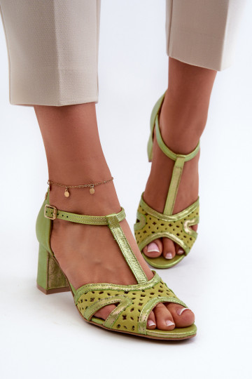 sandalias Piel Femenino con tacones Tiene queciejka 06551-09 Caliza