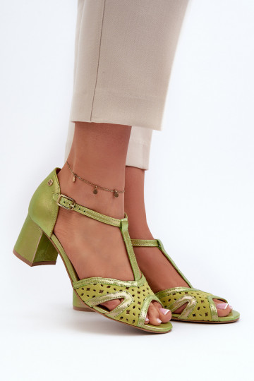 sandalias Piel Femenino con tacones Tiene queciejka 06551-09 Caliza 2