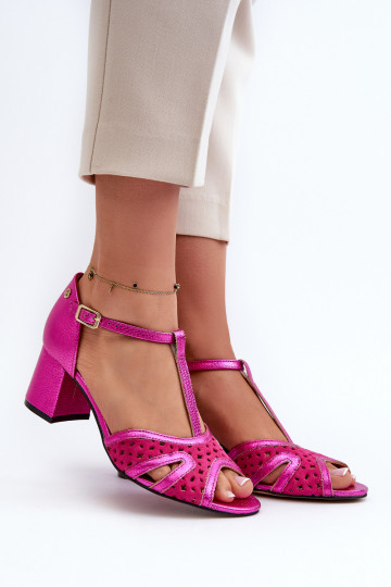 sandalias Piel Femenino con tacones Tiene queciejka 06551-15 color rosa 2