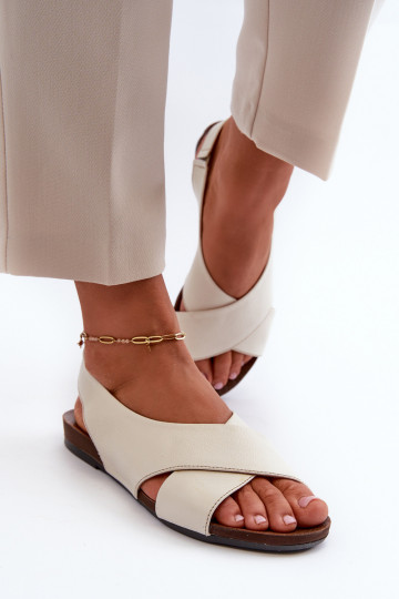 Zazoo 40407 sandalias de cuero para mujeres color marfil