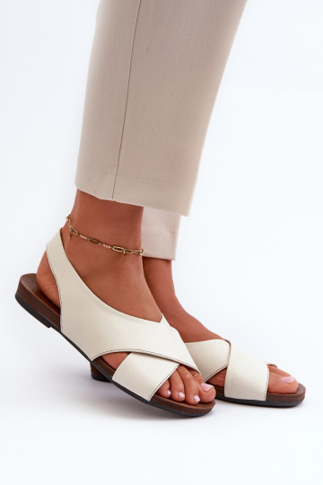 Zazoo 40407 sandalias de cuero para mujeres color marfil 2