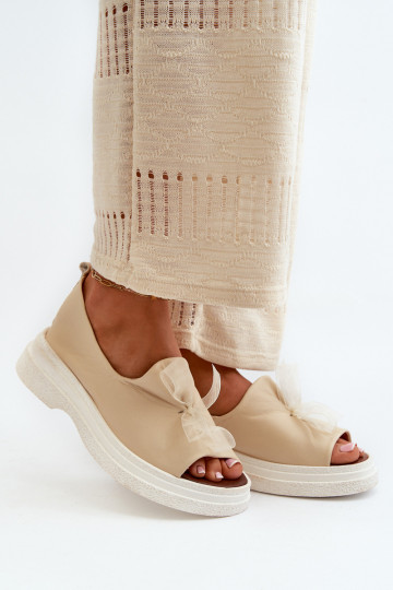 Zazoo 2939 sandalias para mujeres con lazos color marfil 2