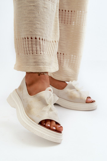 Zazoo 2939 Sandalias de mujer Femenino con cintas color dorado Przecierany