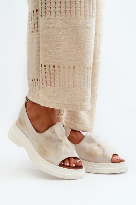 Zazoo 2939 Sandalias de mujer Femenino con cintas color dorado Przecierany Zazoo 2939 Sandalias de mujer Femenino con cintas color dorado Przecierany