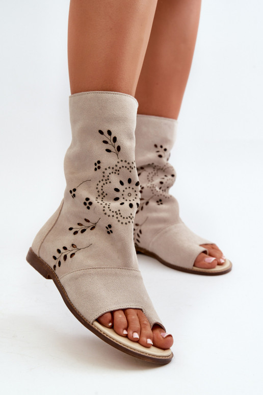 Zazoo 3437 Femenino Sandalias de ante con una bota Al castillo color marfil Zazoo 3437 Femenino Sandalias de ante con una bota Al castillo color marfil