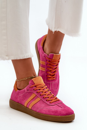 Zazoo N1068 zapatillas deportivas de ante bajas para mujeres color rosa