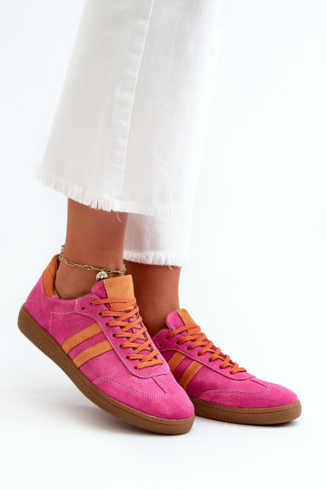 Zazoo N1068 zapatillas deportivas de ante bajas para mujeres color rosa 2