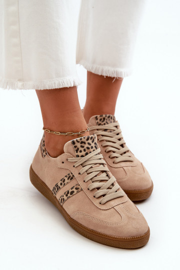 Zazoo N1068 de gamuza Bajo Zapatillas modelo zapatos. Femenino beige