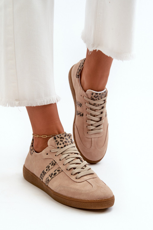 Zazoo N1068 de gamuza Bajo Zapatillas modelo zapatos. Femenino beige