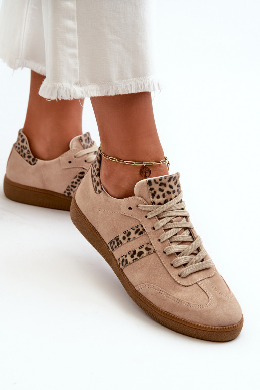 Zazoo N1068 de gamuza Bajo Zapatillas modelo zapatos. Femenino beige