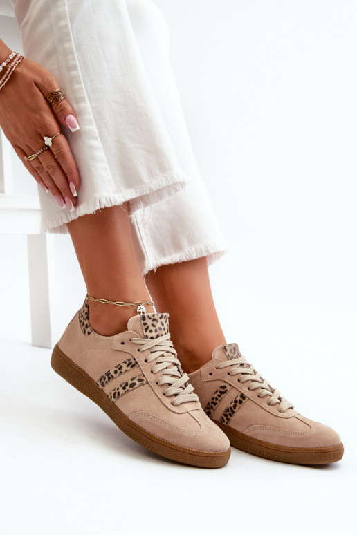 Zazoo N1068 de gamuza Bajo Zapatillas modelo zapatos. Femenino beige