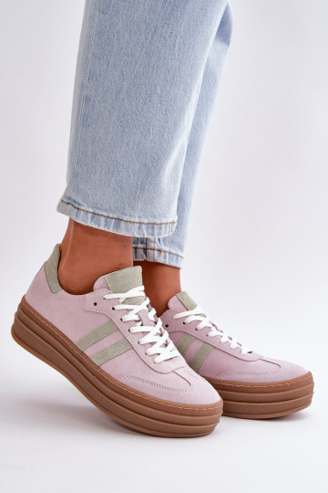 Zazoo N1068S4 zapatillas deportivas de ante con plataforma color violeta